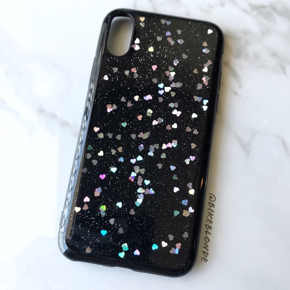 NEW iPhone X Thick SOFT TPU Glitter Heart Case - Picture 2 of 4